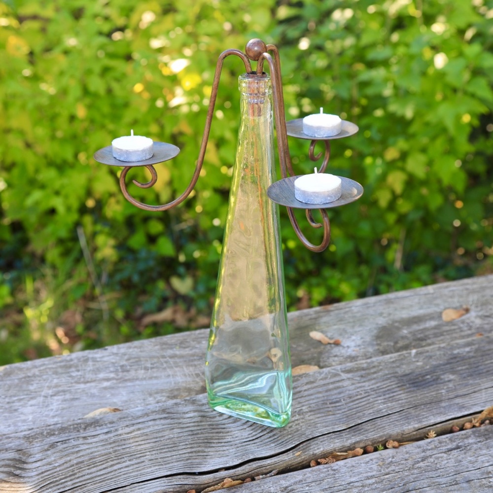 Triangular Glass Vase Candelabra - Picture 3 of 11